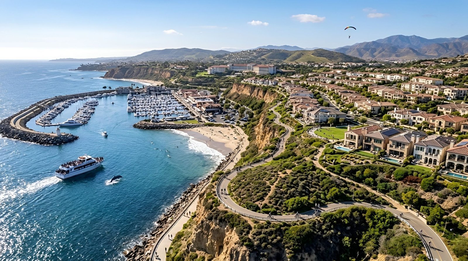 Coastal neighborhood with ocean views and homes.